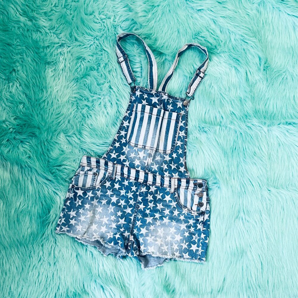 Denim Stars and Stripes Shorts Overall